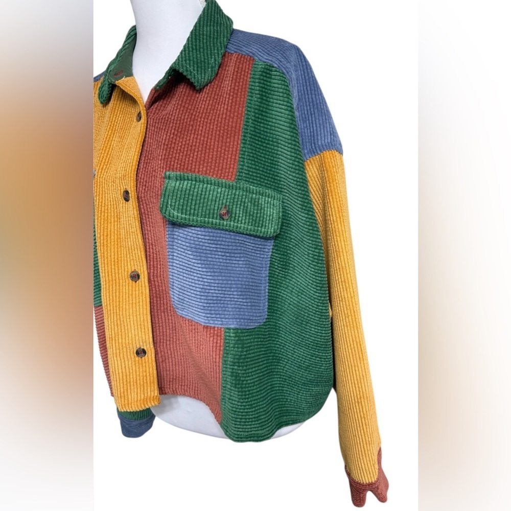 BDG Y2K COLORBLOCK CORDUROY JACKET SIZE M CROPPED PATCHWORK STREETWEAR RETRO - Picture 6 of 12